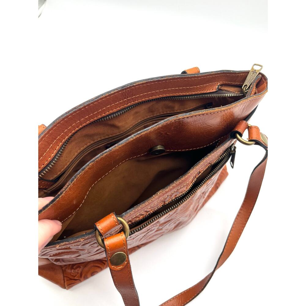 PATRICIA NASH Tooled Leather Poppy Tote, Embossed Florence Brown - Picture 12 of 13